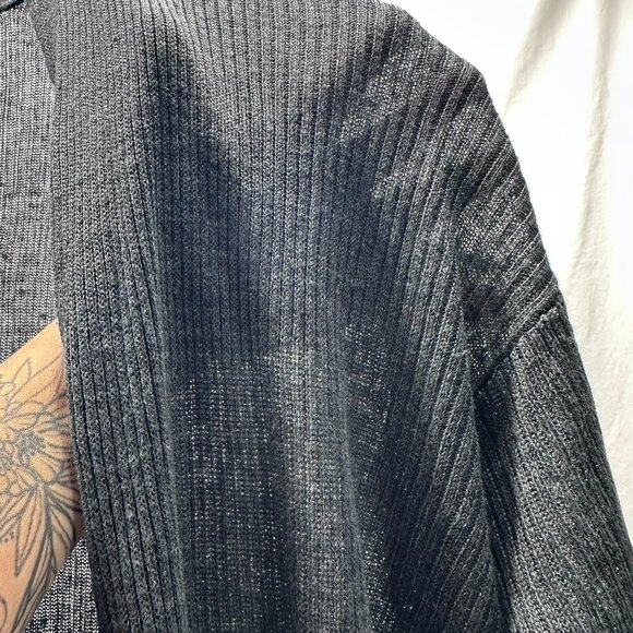 Eileen Fisher Cardigan Womens XL Black 100% Linen Lightweight Open Front Pockets - Picture 5 of 8